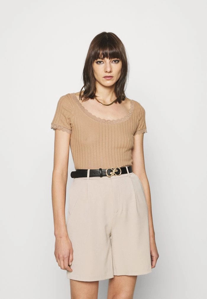 T-Shirt ANNA FIELD Anna Field Basic T-shirt Beige Femme | ORO-0970143